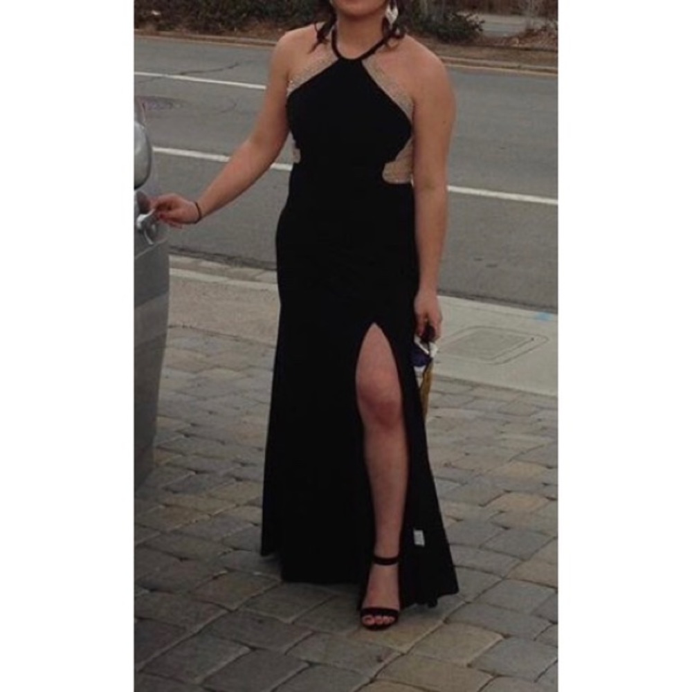 Black Halter Top Evening Gown